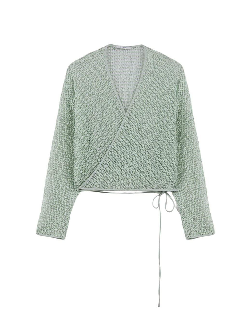 Nocturne Green Wrap Mesh Blouse