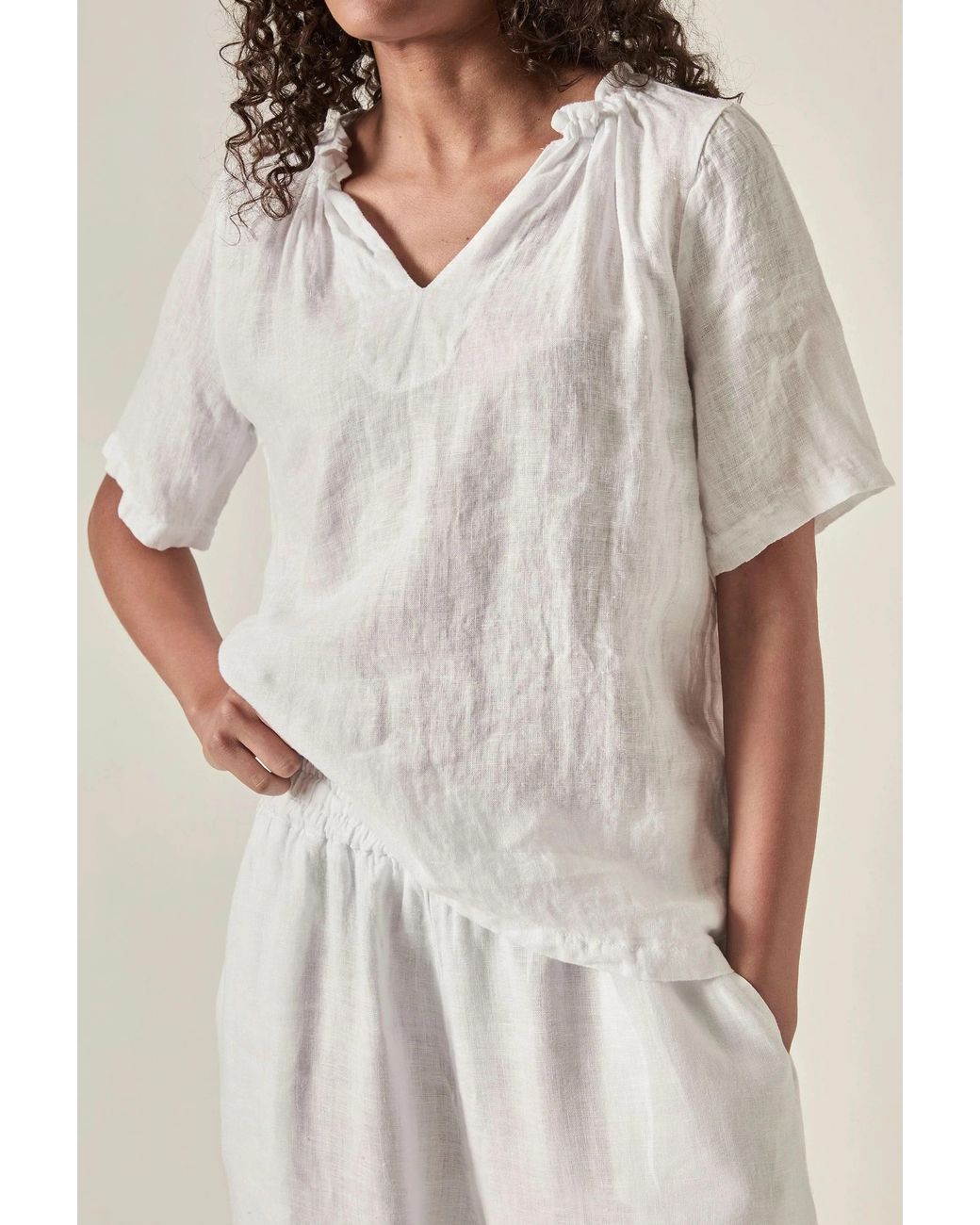 James Lakeland White Pure Linen Blouse