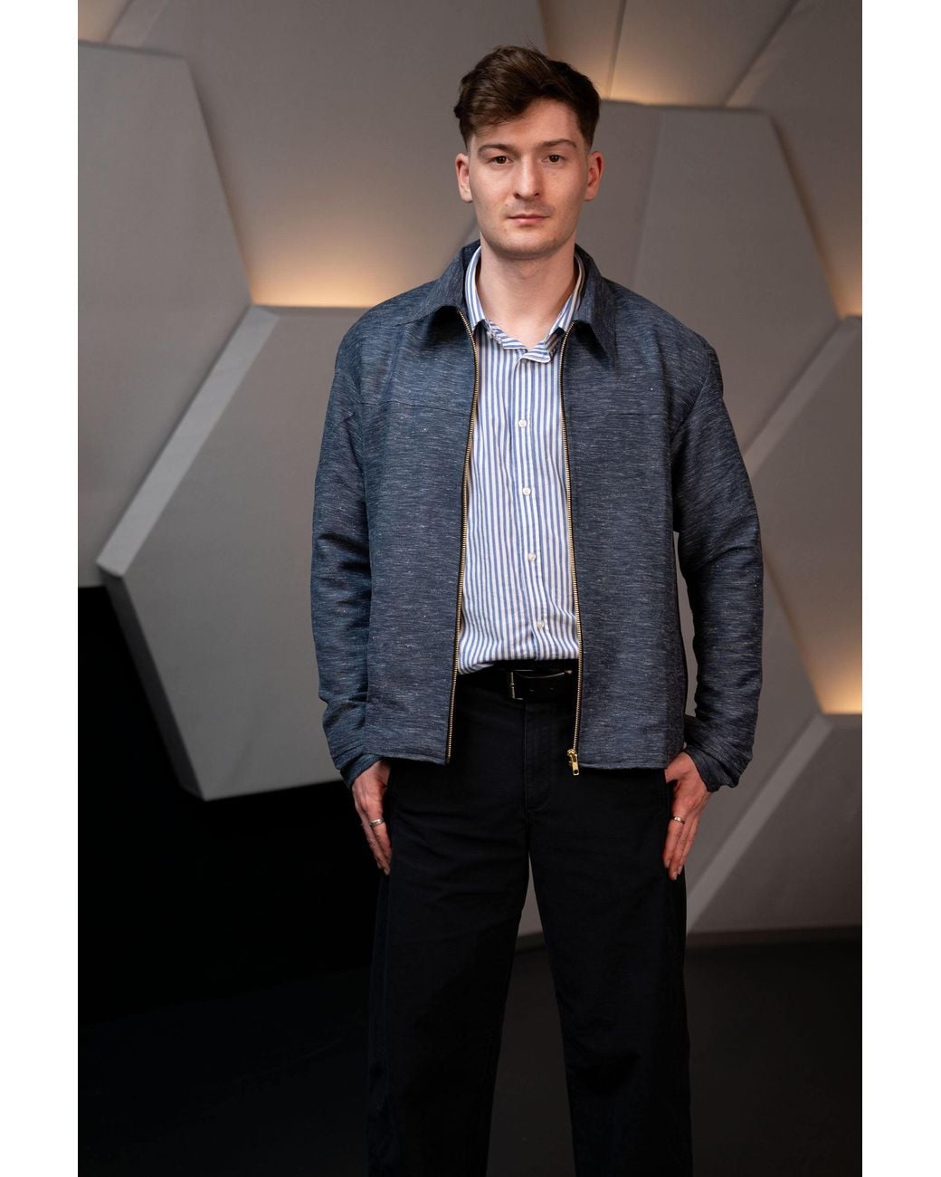 Stovaria Blue Linen Cotton Blend Jacket for men