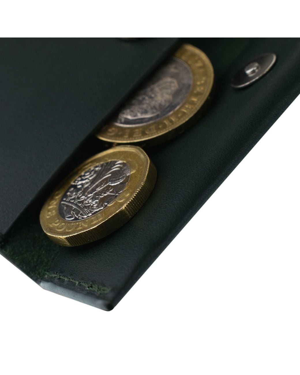 godi. Green Compact Leather Coin And Card Holder for men