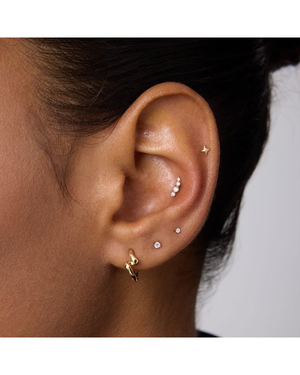 Vanhi Metallic 14K Solid Lab-Grown Diamond Prong Set Flat Back Stud
