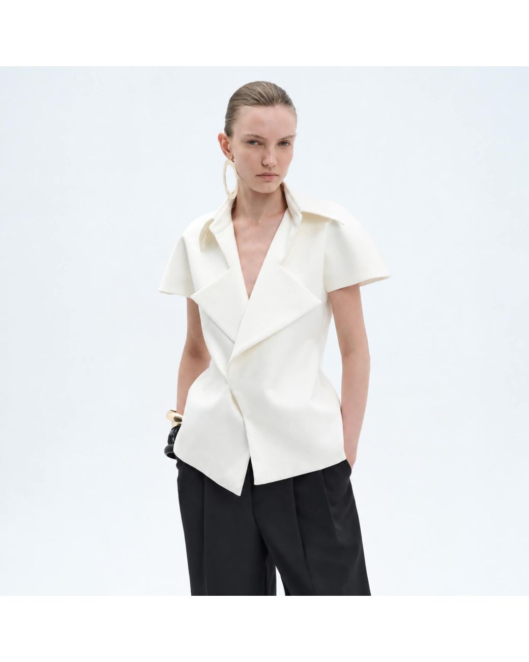 Elamins White Exaggerated Lapel Top