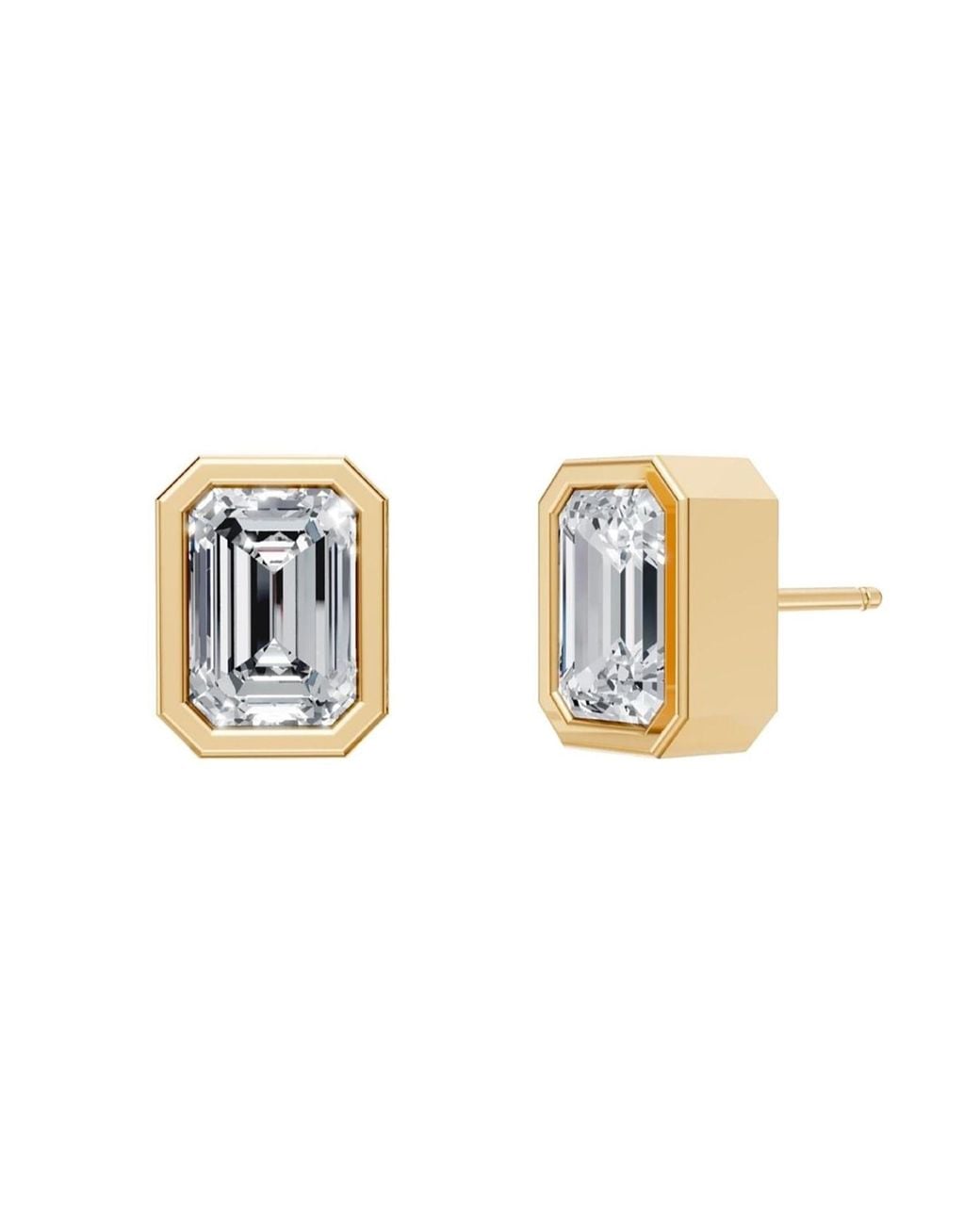 Öugie Metallic The Emerald Cut Diamond Bezel Studs