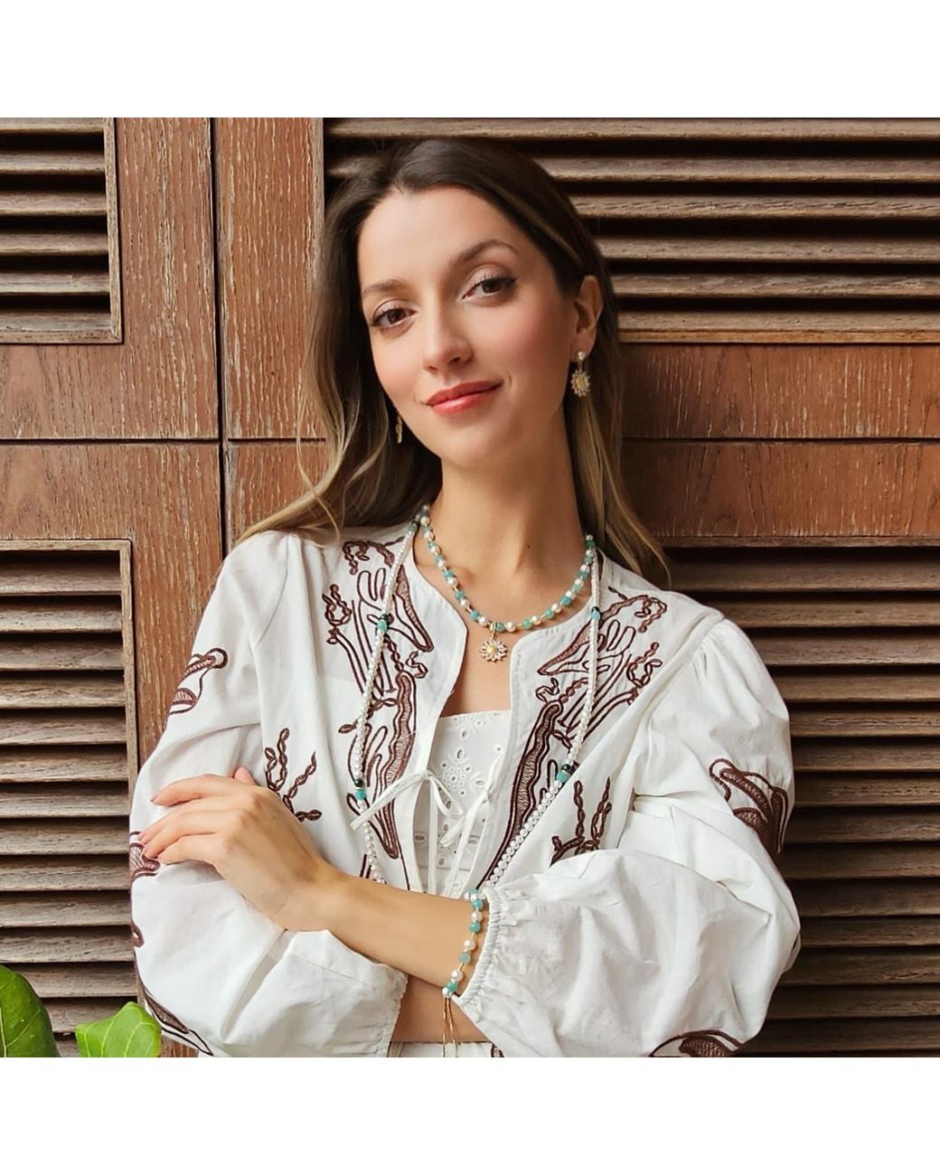 Farra Metallic Versatile Freshwater Pearls With Gemstone Long Necklace
