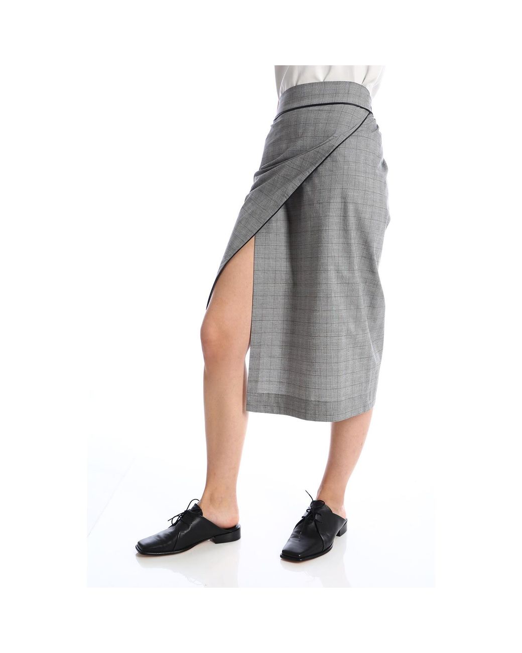 Silvia Serban Gray Checkered Side Over Side Skirt