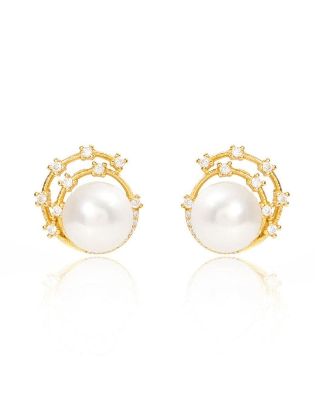 Pearls of the Orient Online Metallic Stella Cultured Freshwater Pearl Stud Earrings With Sparkle Swirl