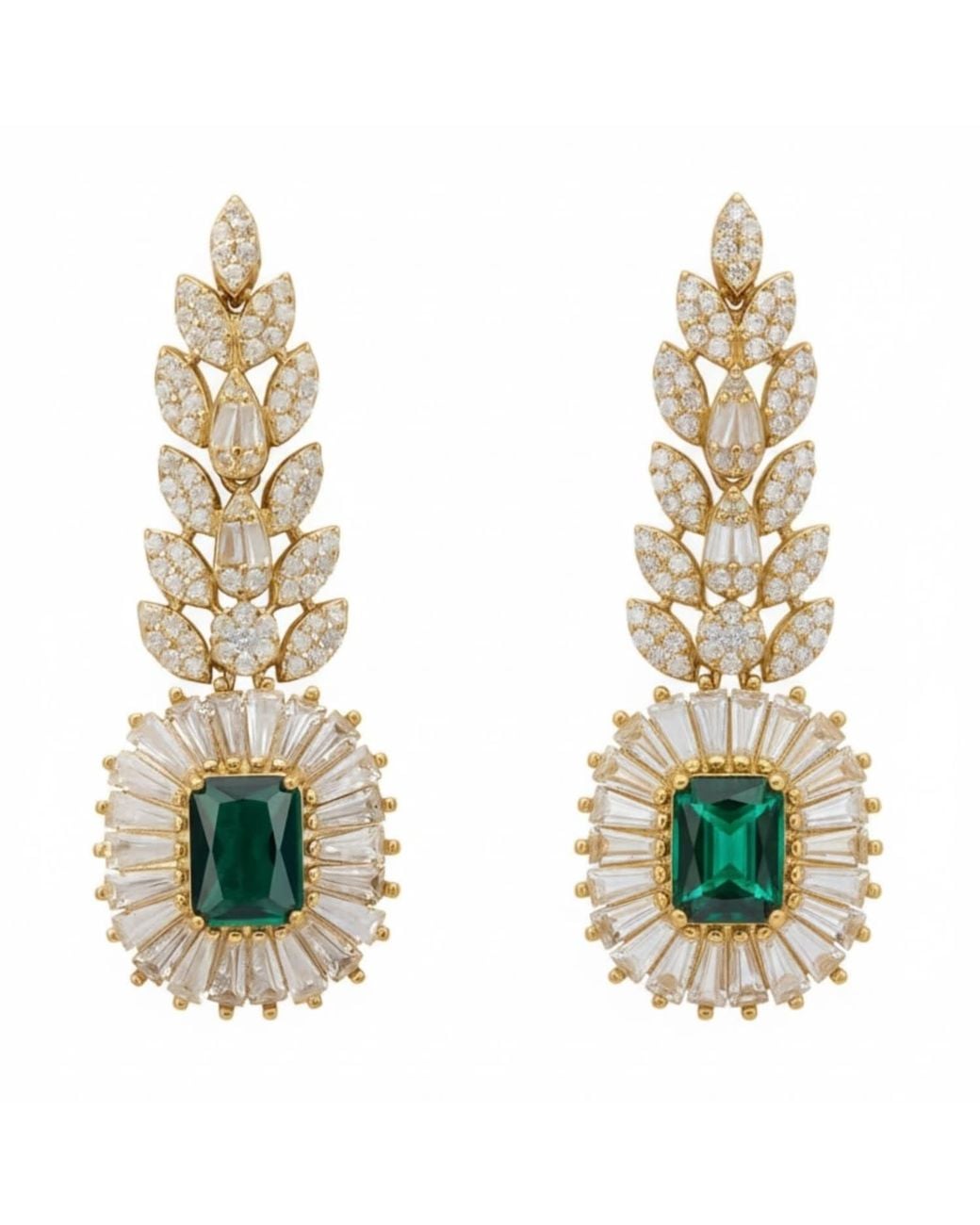 Latelita London Metallic Countess Gemstone Drop Earrings Emerald
