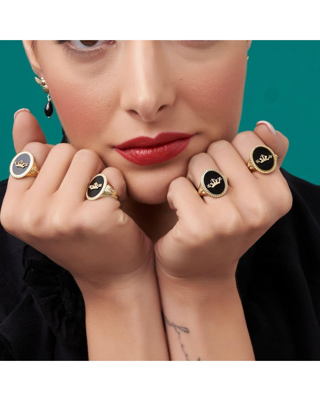 Myrto Katramadou Jewellery Black Queen Bee Crystal Ring