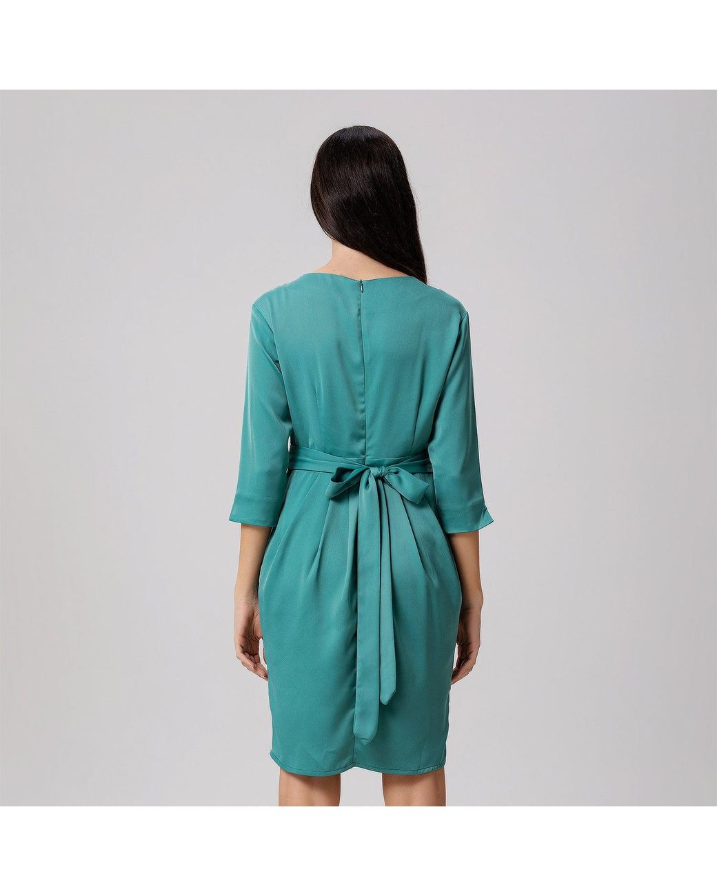 Smart and Joy Blue Pegged Dress With Pleats