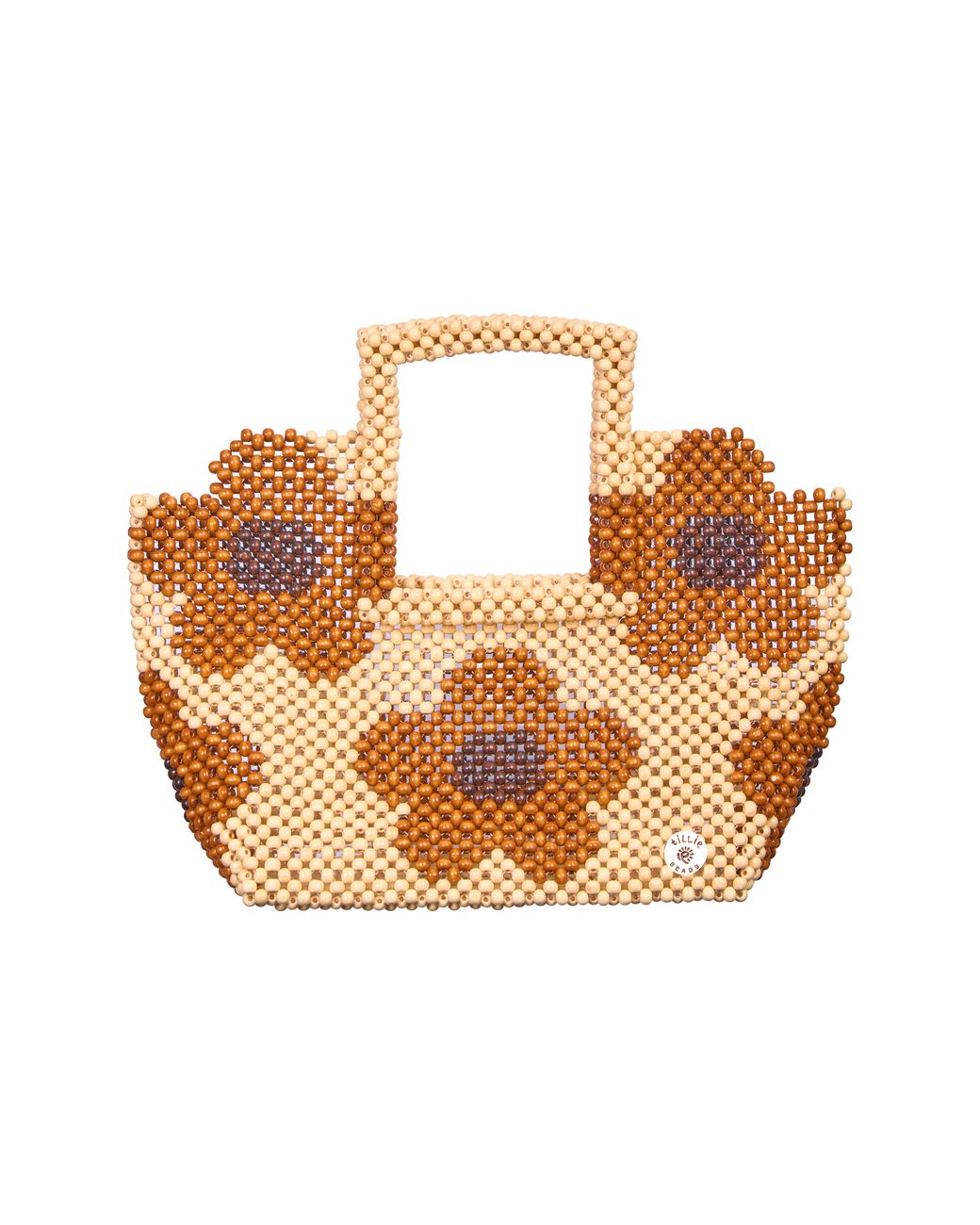 Tillie Beads Metallic Daisy Square Handle Tote Bead Bag