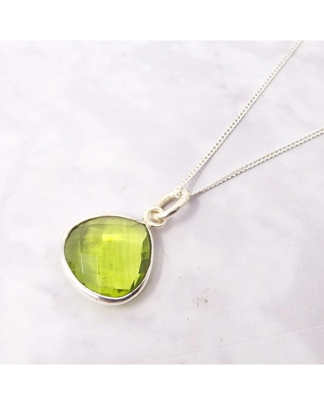 Sophelia White Sterling Shiny Peridot August Birthstone Charm Necklace