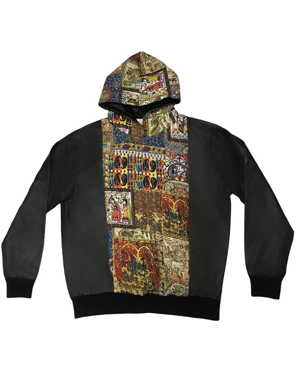 Zasta Studio Green Empire Leather & Cotton Hybrid Hoody