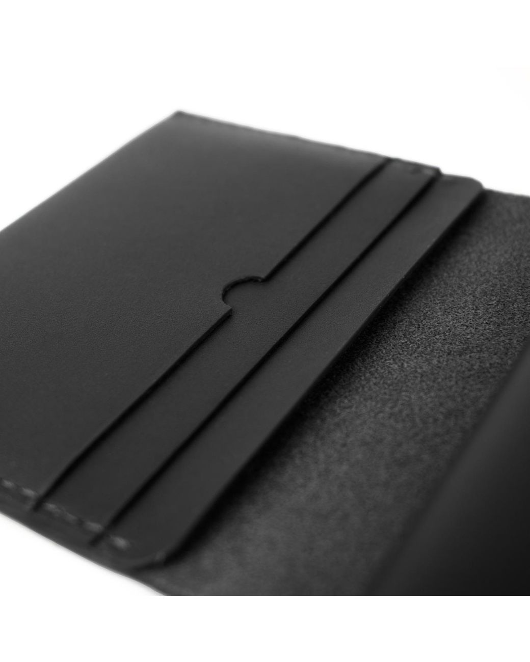 godi. Black Handmade Leather Coin & Card Wallet for men