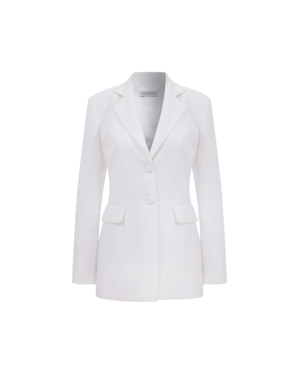 NAZLI CEREN White Marylebone Fitted Crepe Blazer