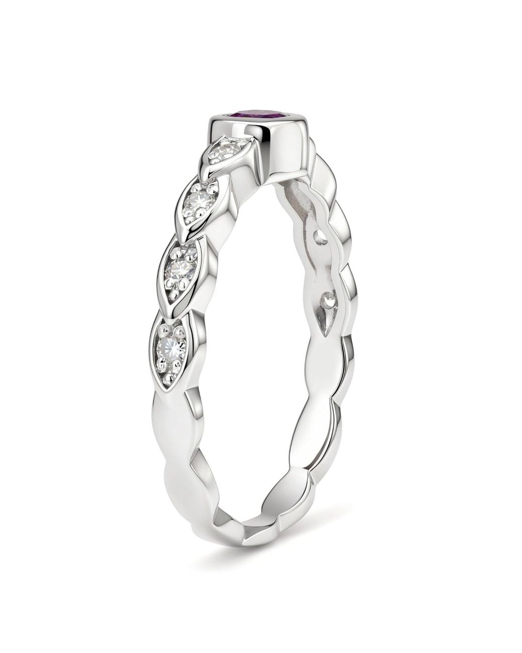 Kylie Harper Metallic Genuine Amethyst & Diamond Band Ring