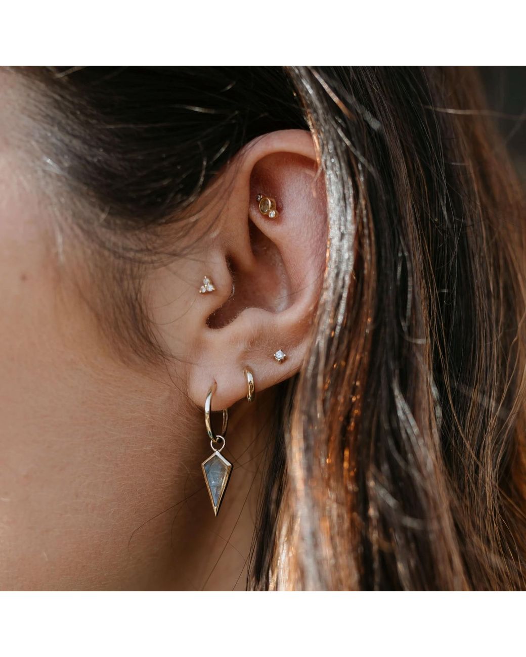 Zohreh White Teeny Wide Huggie Hoop Earring 9K