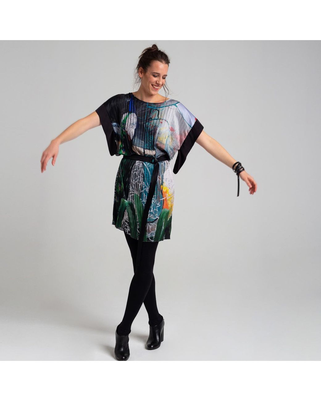 ARTISTA Blue Forest Pleat Dress