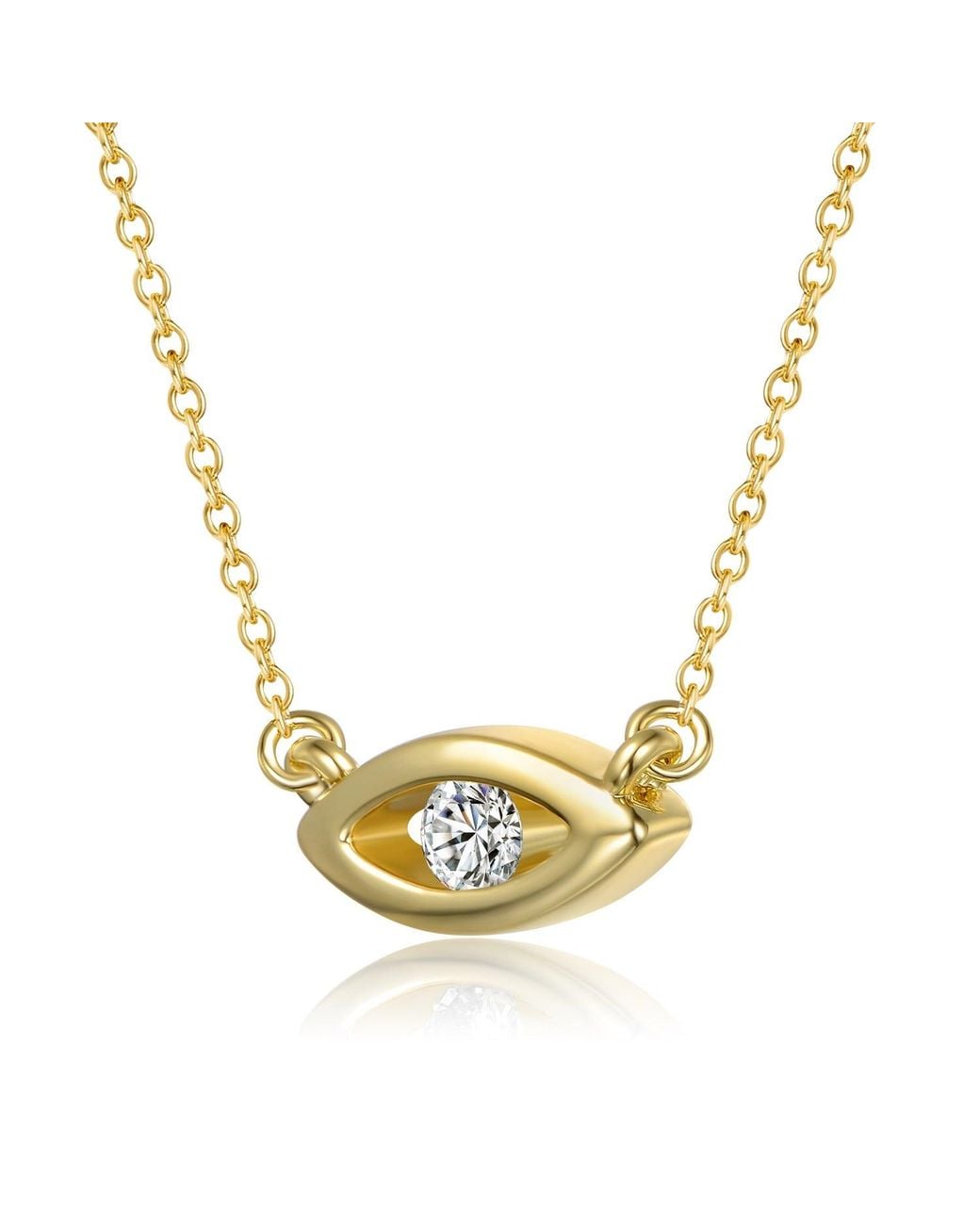 Genevive Jewelry Metallic Rachel Glauber Plated With Cubic Zirconia Evil Eye Pendant Necklace
