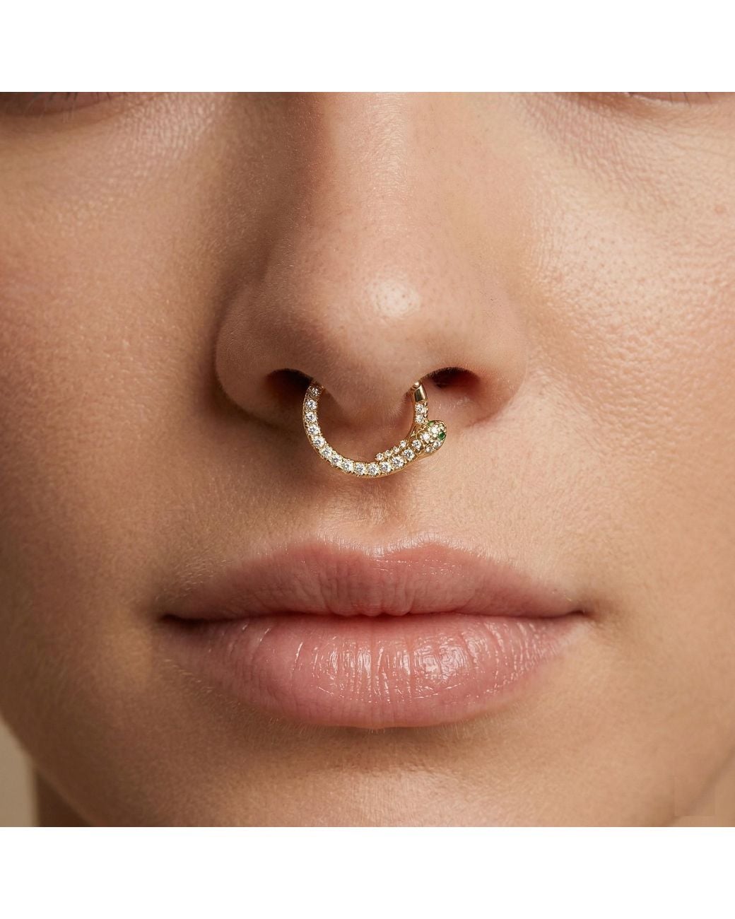 Zahav Jewelry Metallic 10K Solid Snake Cz Pave Clicker Hoop