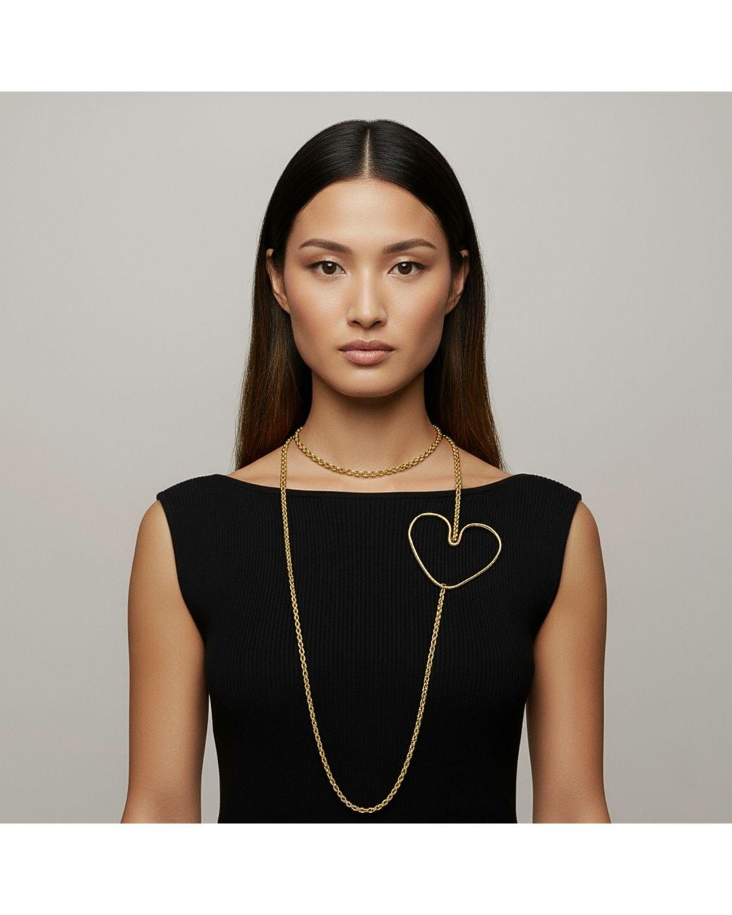 Jaredjamin White Fluttering Heart Chain Long Necklace