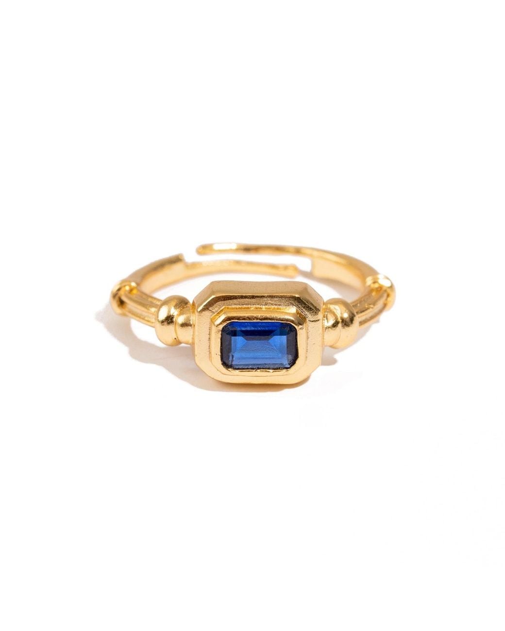 Ebru Jewelry Metallic Sapphire Spark Minimalist Adjustable Ring