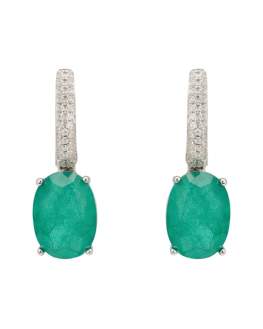 Latelita London Green Alexandra Oval Drop Earrings Colombian Emerald