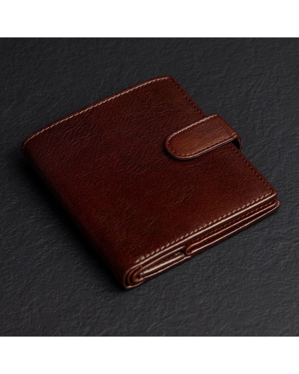 Time Resistance Brown Leather Bifold Wallet With A Snap Closure for men
