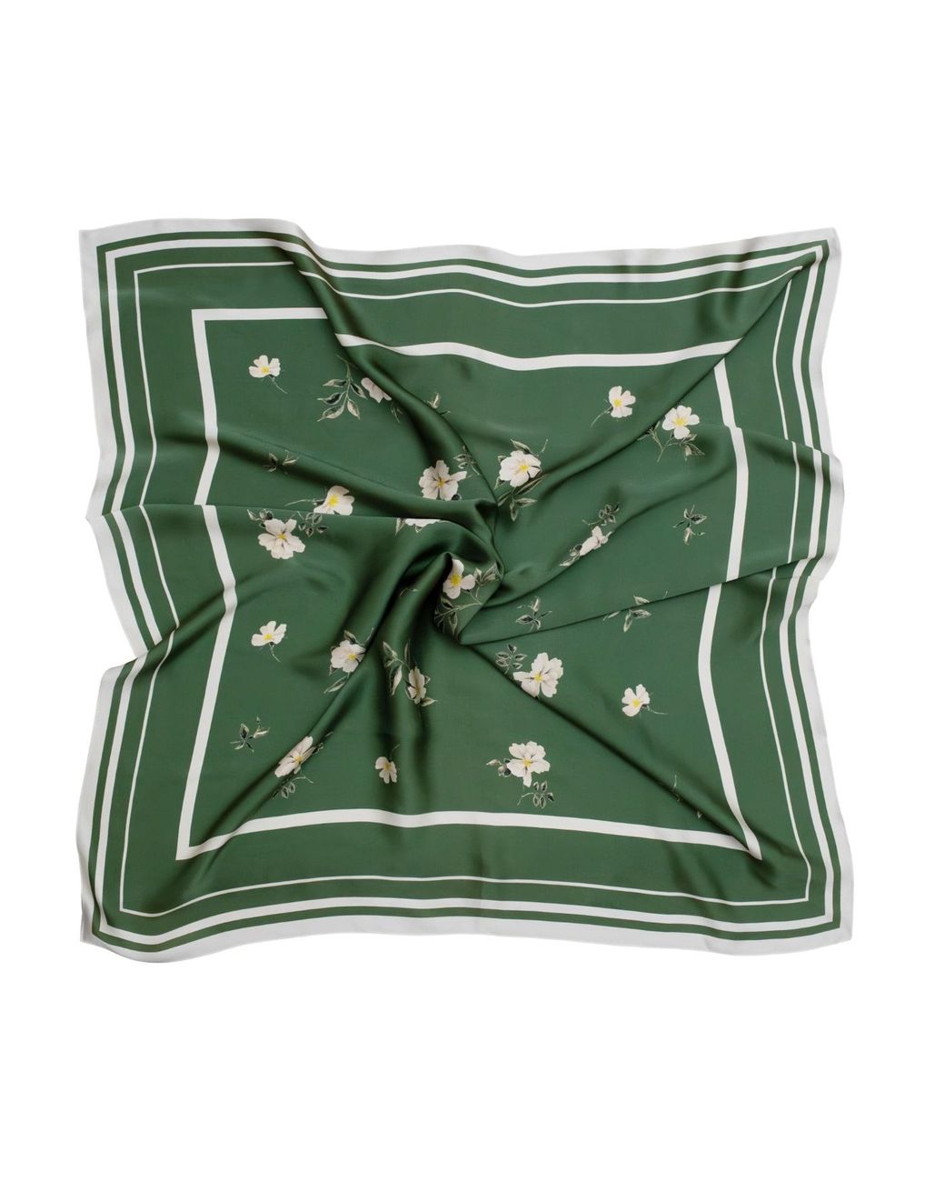 RainSisters Green Large Floral Natural Silk Scarf