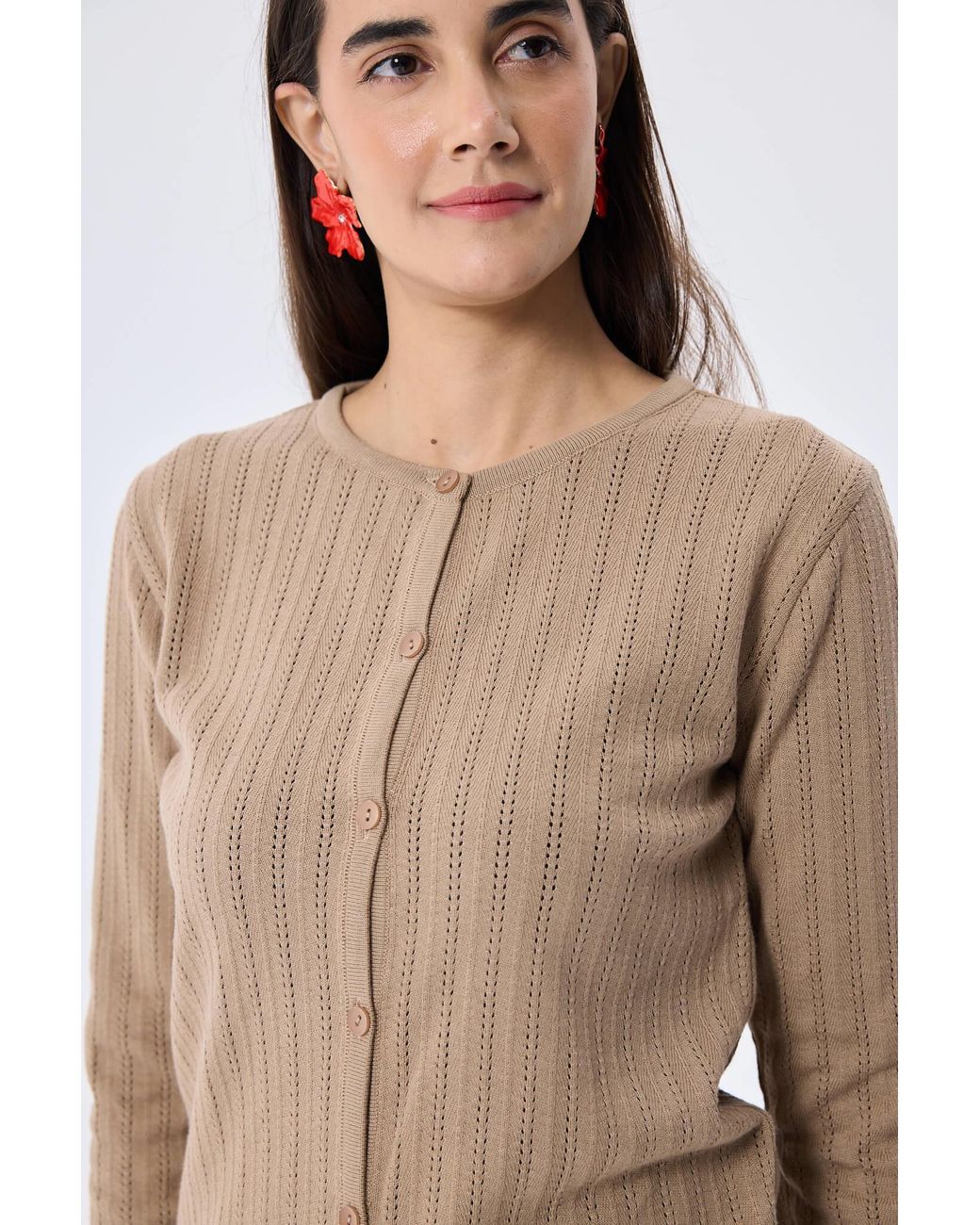 Peraluna Brown Celine Openwork Knit Cardigan
