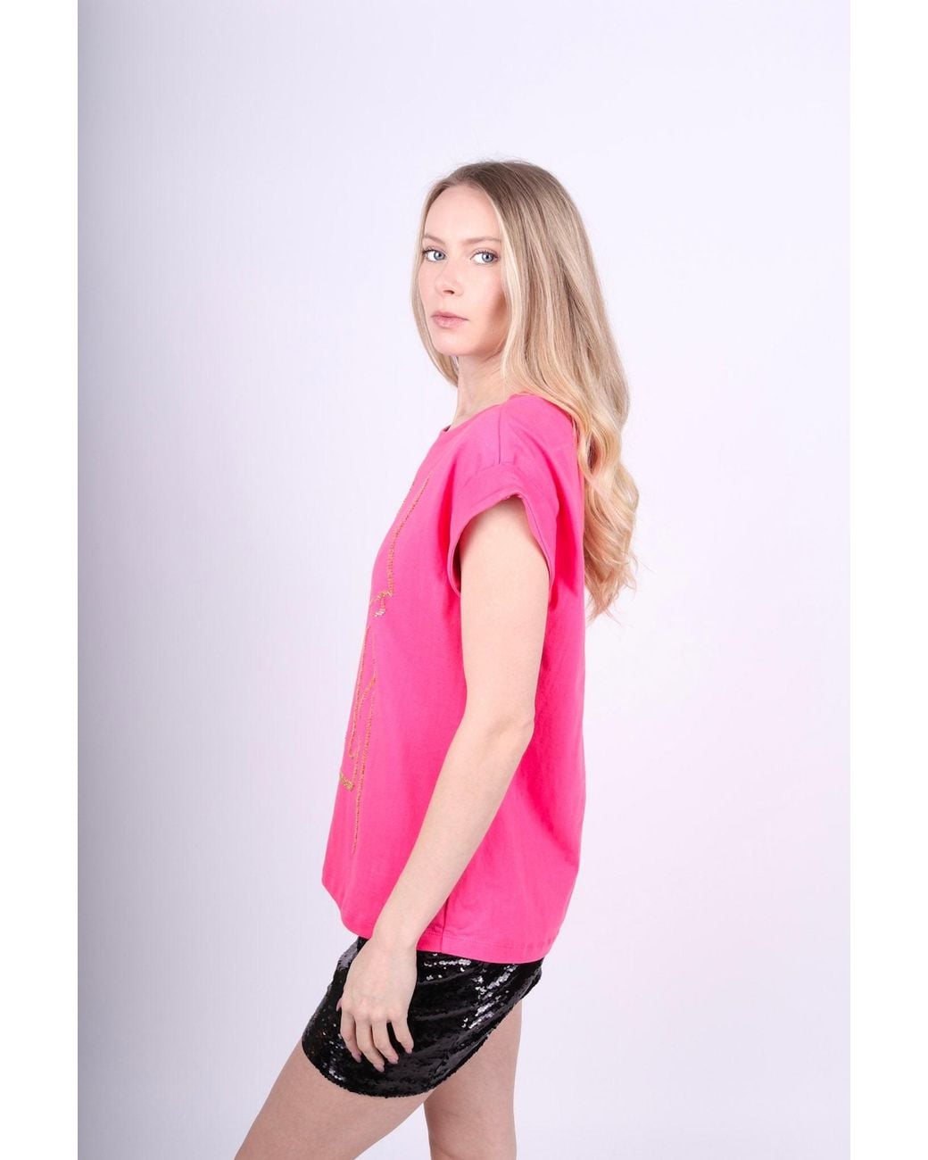 Any Old Iron Pink Beaded Horse Face Cotton T-Shirt