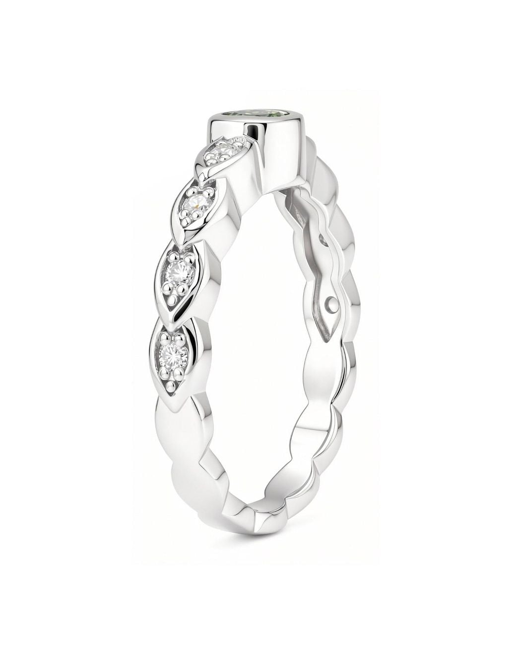 Kylie Harper Metallic Genuine Peridot & Diamond Band Ring