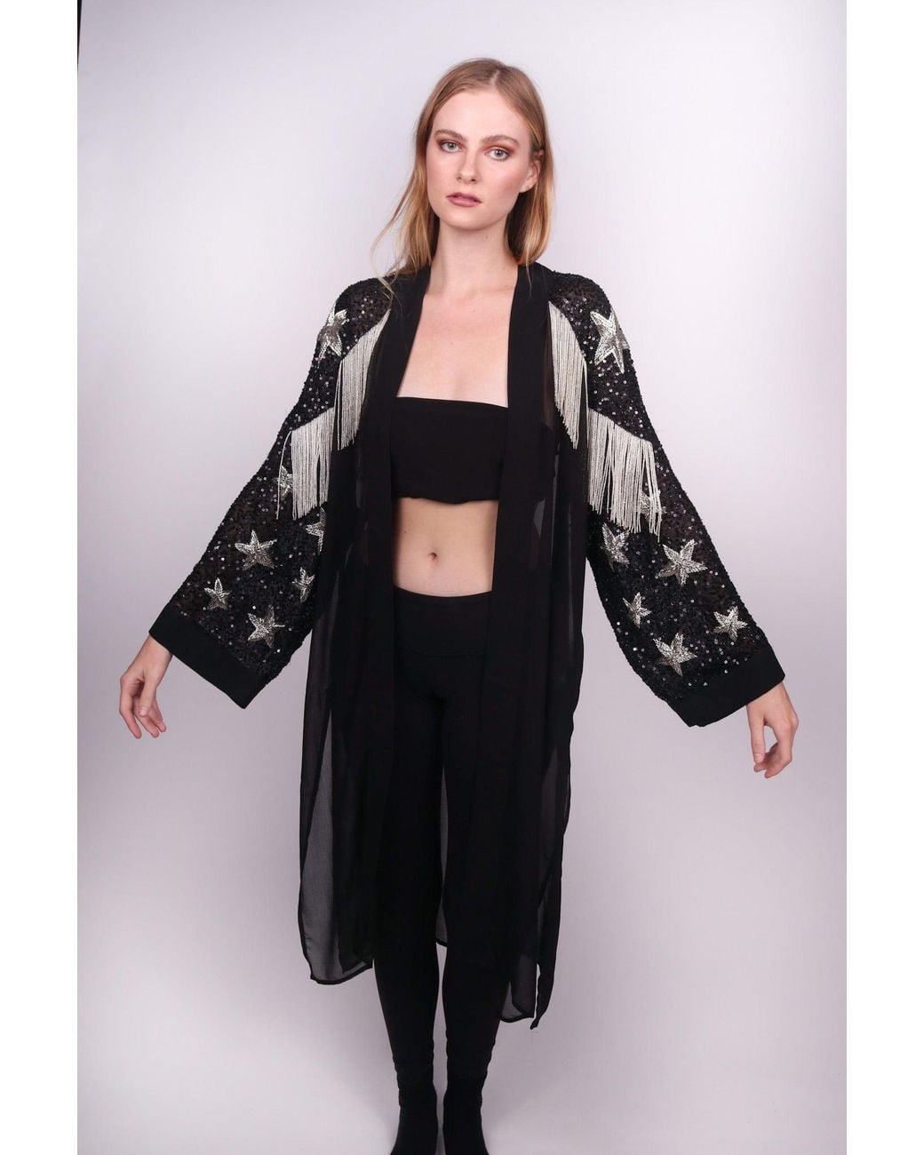 Any Old Iron Blue And Beaded Western Star Duster