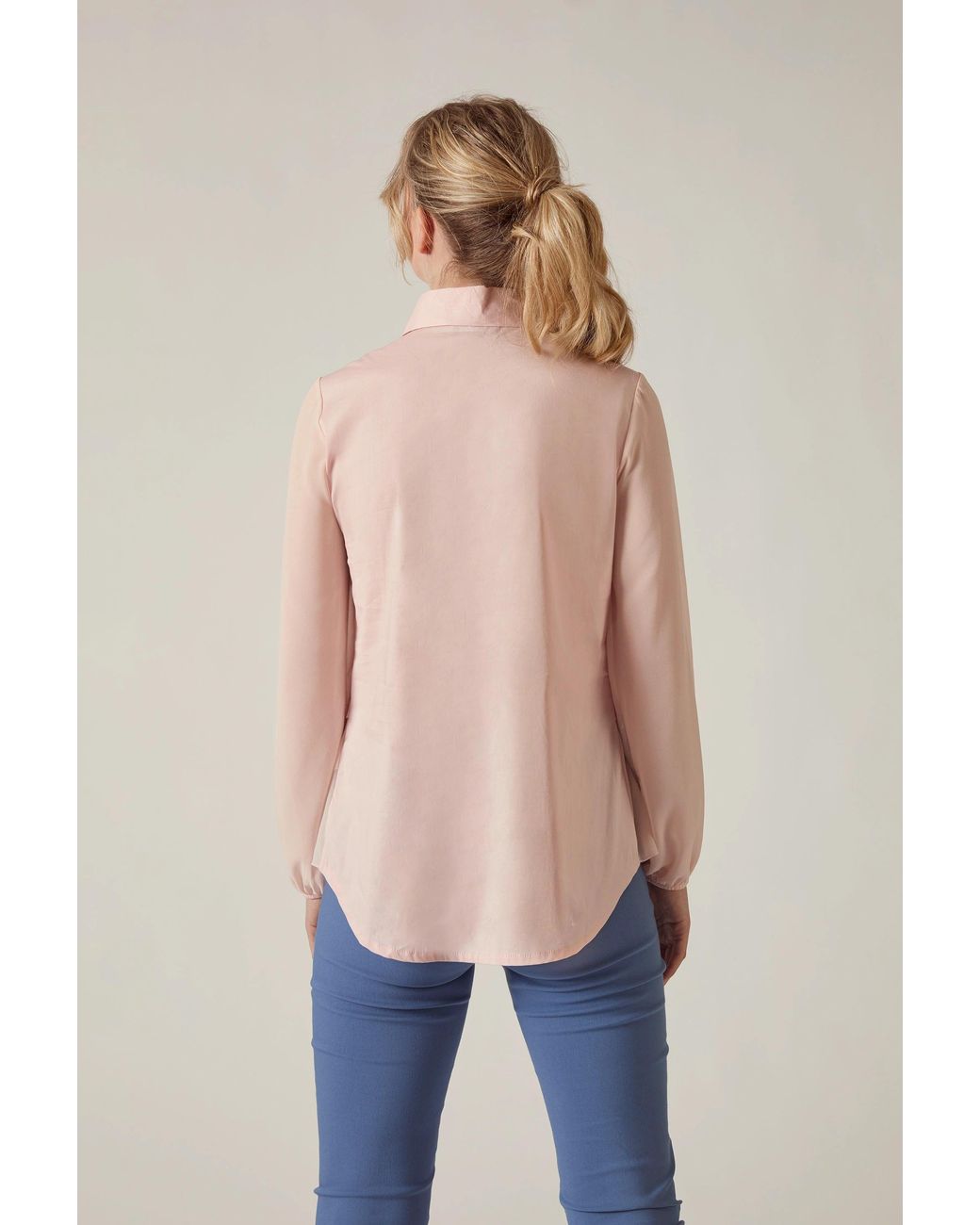 James Lakeland Pink Pale Contrast Hem Blouse