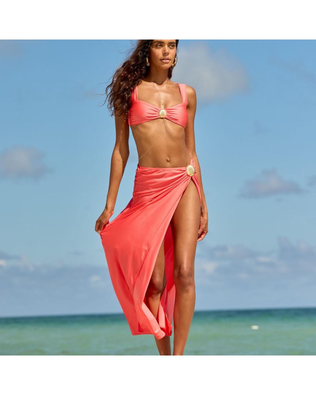 Adriana Pappas Designs Red Luna Skirt Coral Quartz