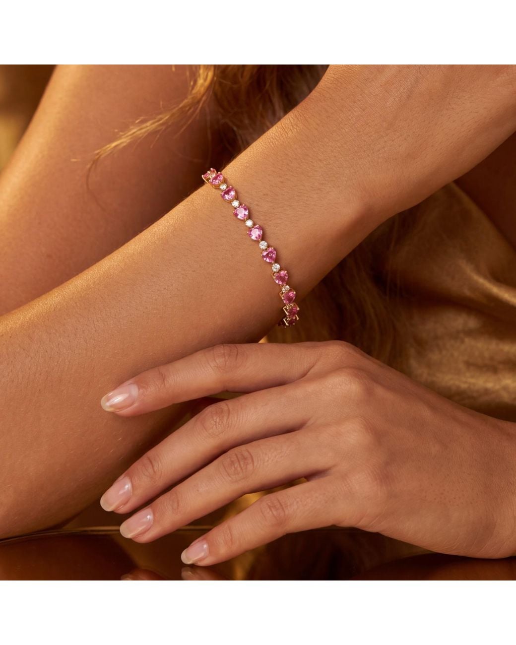 Latelita London Red Asscher Cut Heart Tennis Bracelet Ruby
