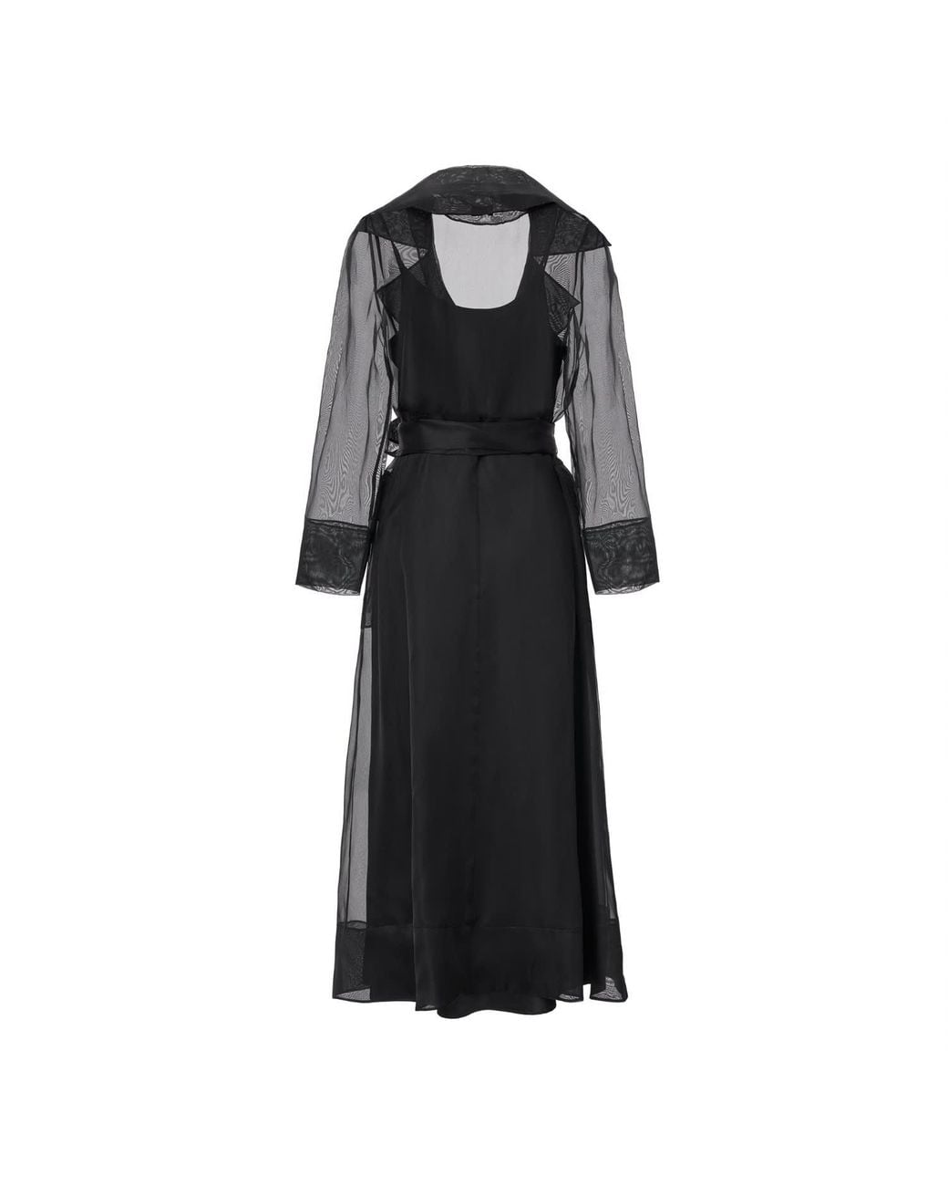 Lita Couture Black See Through Organza Trench Dress