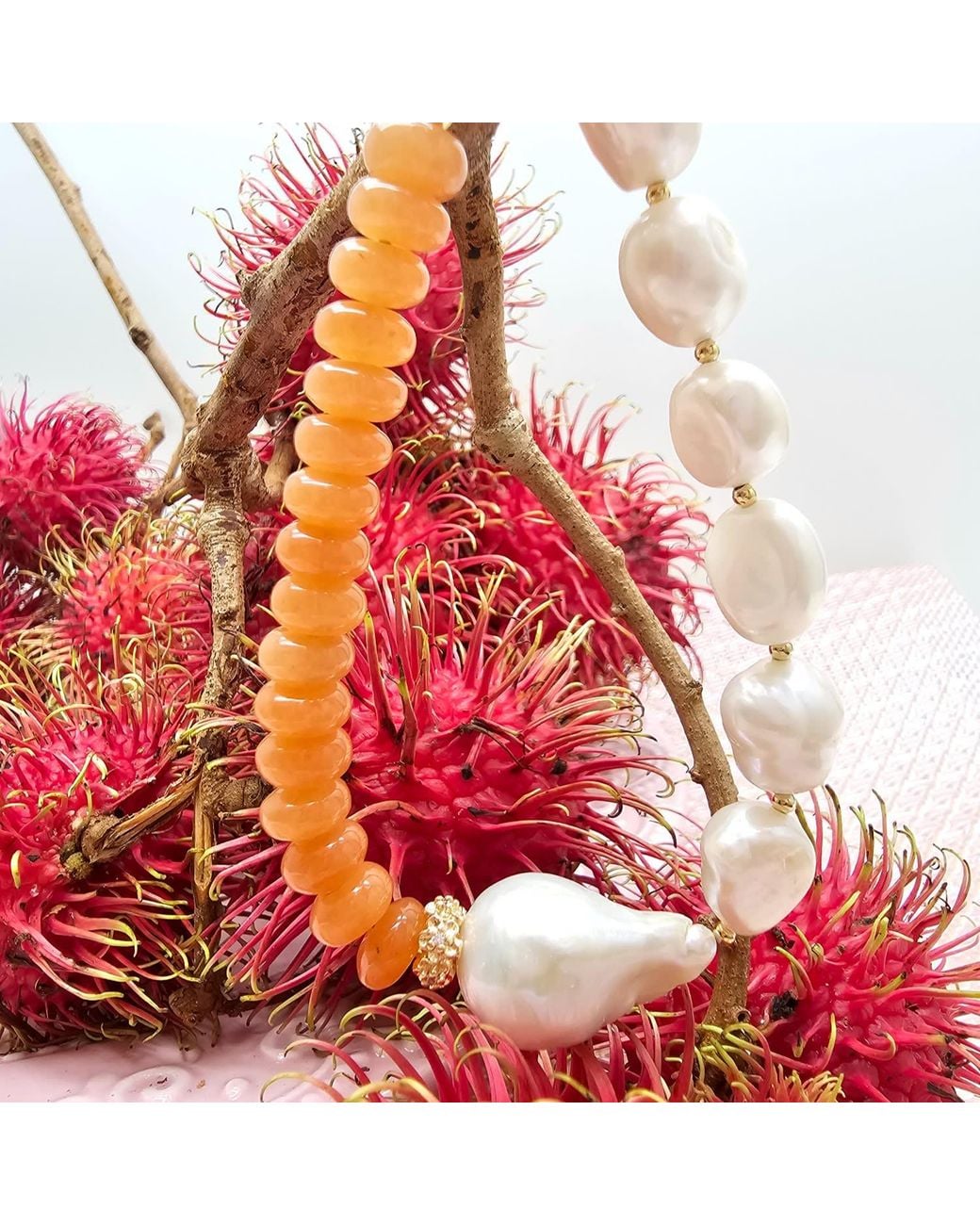 Farra Metallic Aventurine With Freshwater Baroque Pearl Bracelet