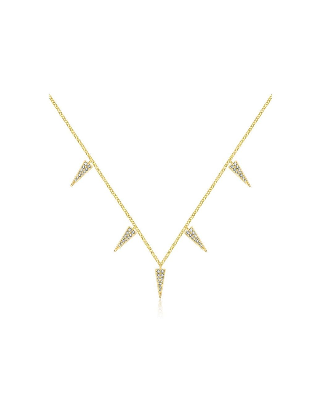 Genevieve Collection Metallic 18K Triangle Shape Diamond Necklace Choker