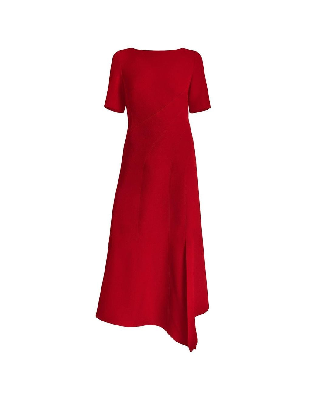 open lace back dress Red Short Sleeve Midi Dress with Wrap Belt main image 1