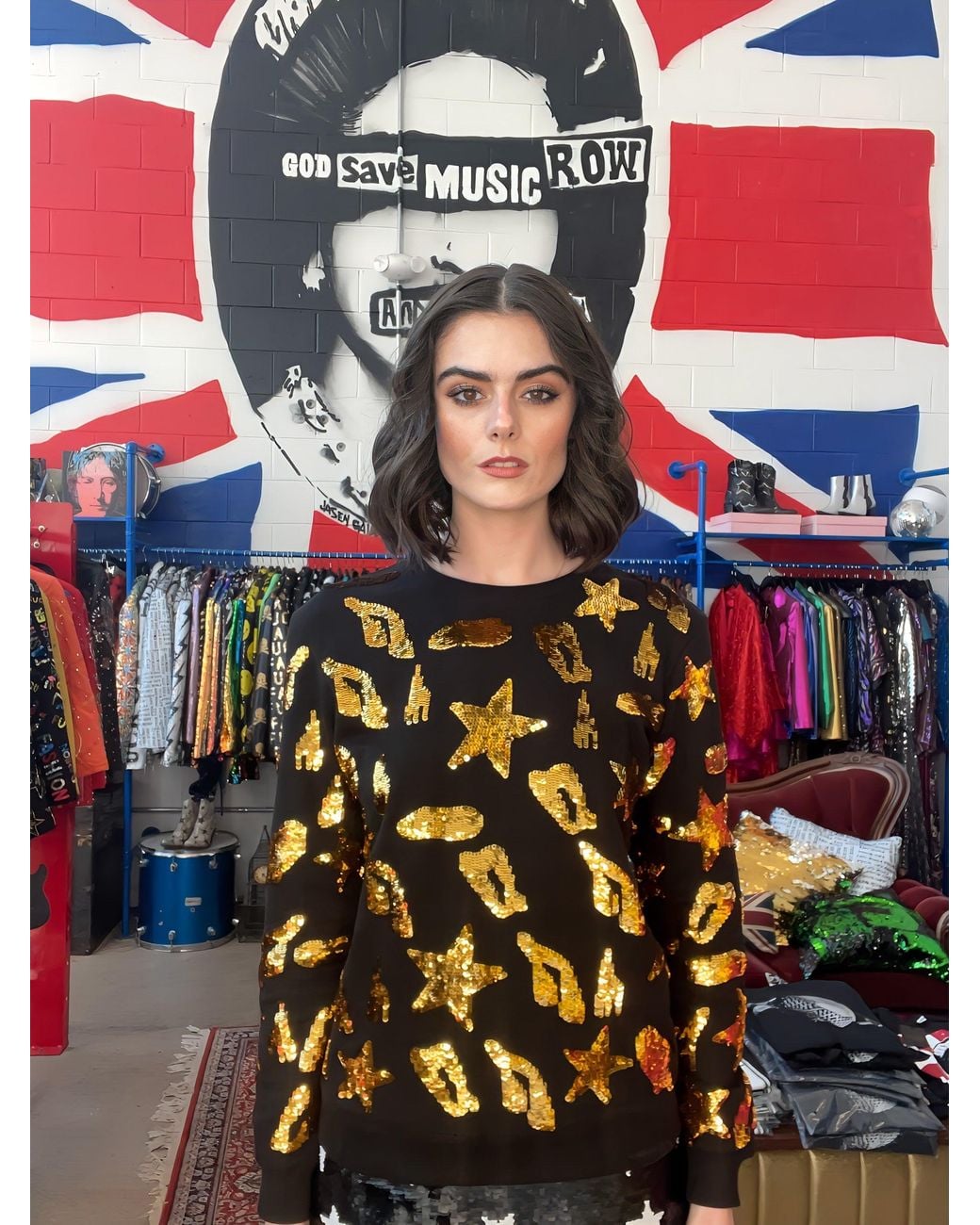 Any Old Iron Blue S Leopard Star Sweatshirt