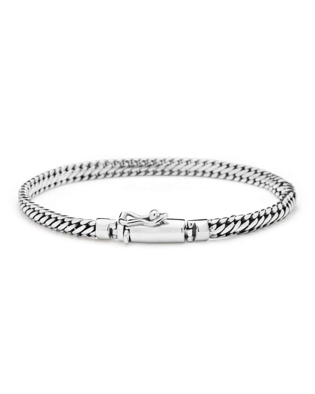 Nialaya Metallic Sterling 4Mm Chain Bracelet for men