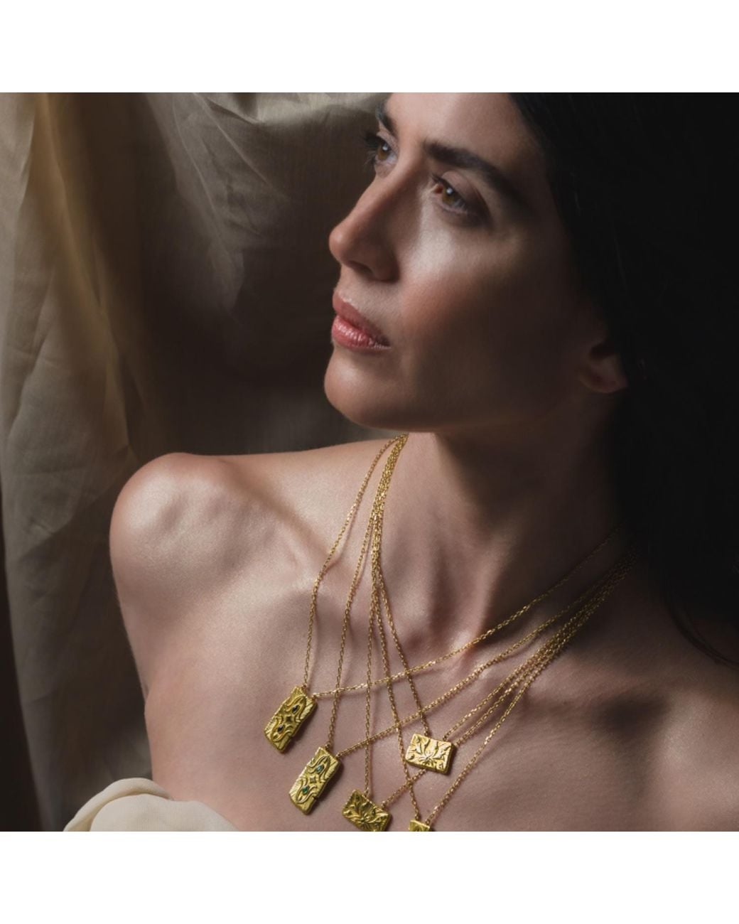 Myrto Katramadou Jewellery Metallic Infinity Necklace-Plated -Three Stones- Royal