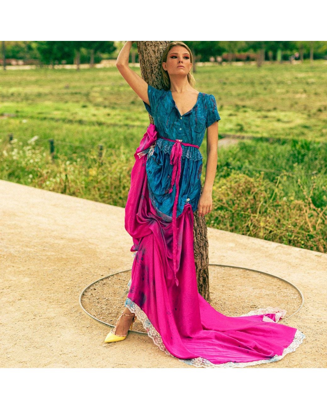 Miro Misljen Purple Draped Maxi Dress