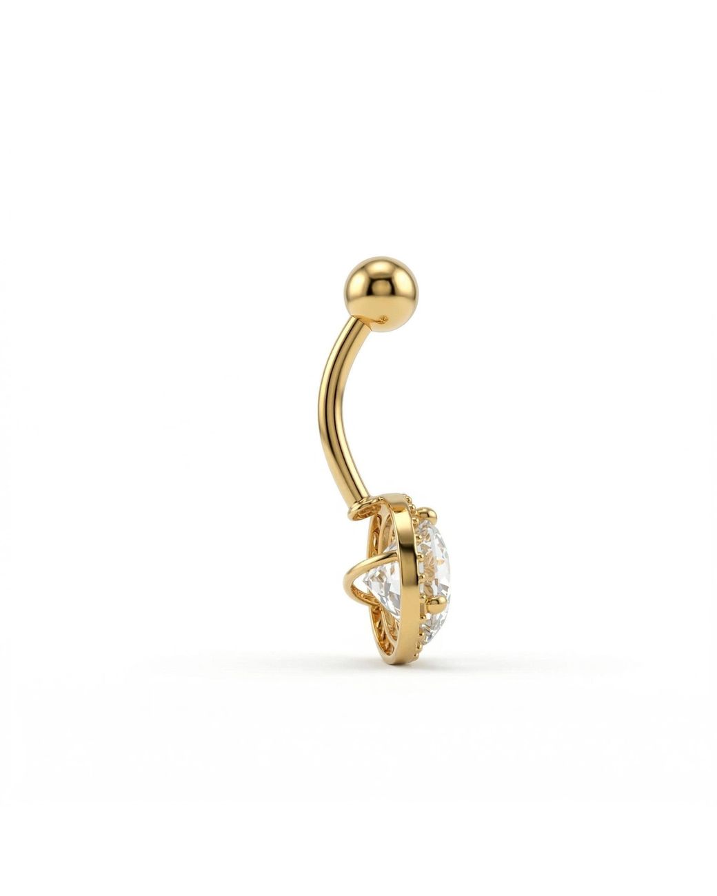 Zahav Jewelry Metallic 10K Solid Round Cz Cluster Belly Ring