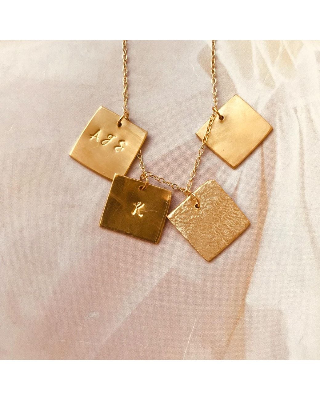 Lily Flo Jewellery Metallic Solid Square Necklace With Initial