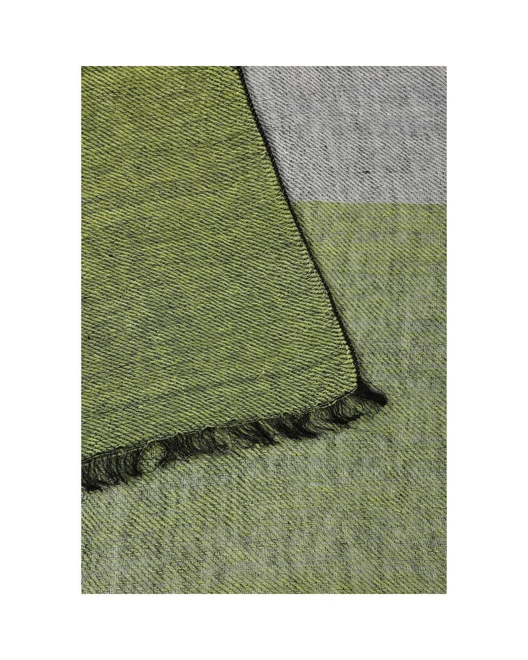 Heritagemoda Green Stone Linen Scarf – Handwoven Two-Tone Striped Scarf