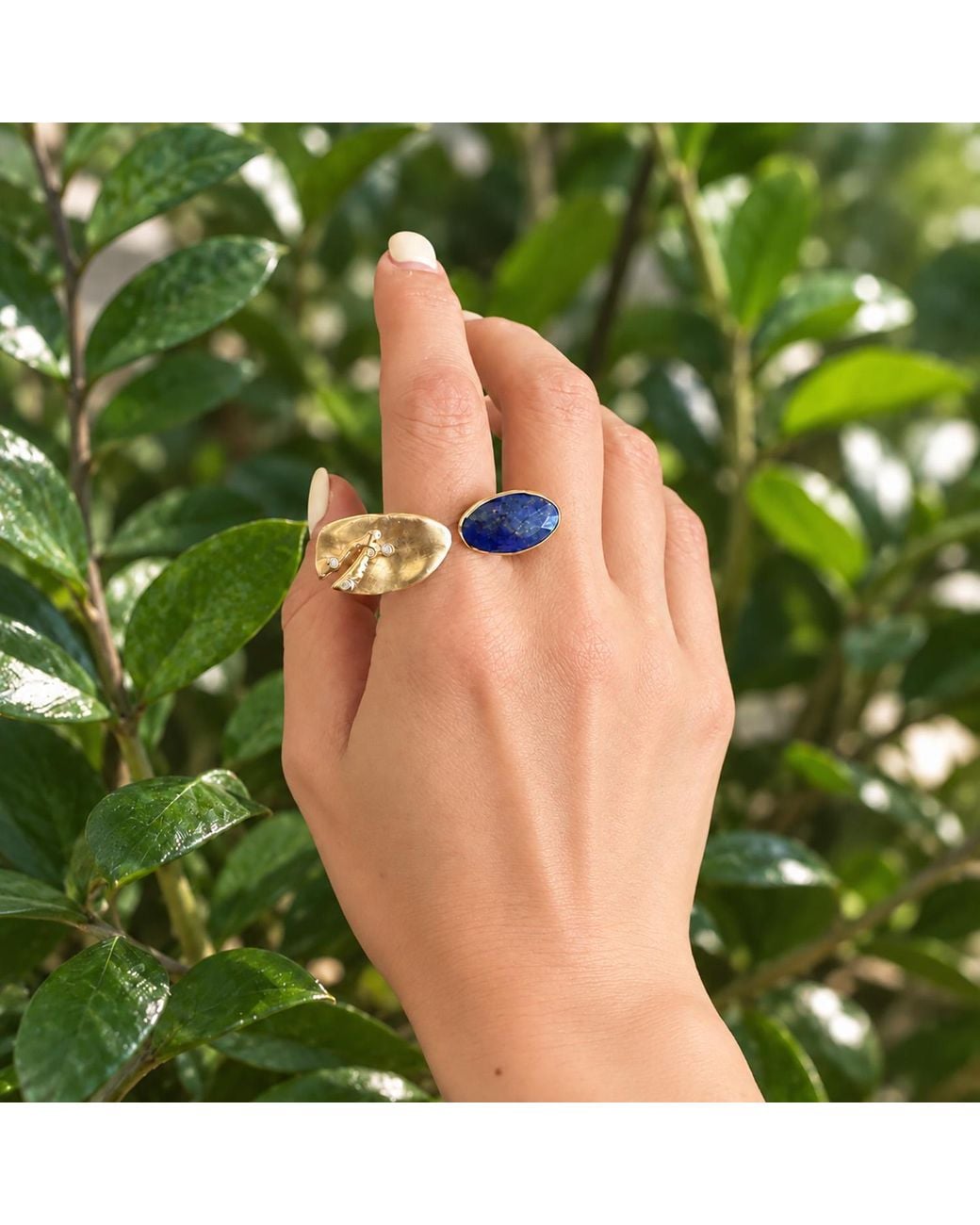Rare Matters Jewelry Metallic Faceted Lapis Lazuli Statement Ring-Plated Open Band Ring
