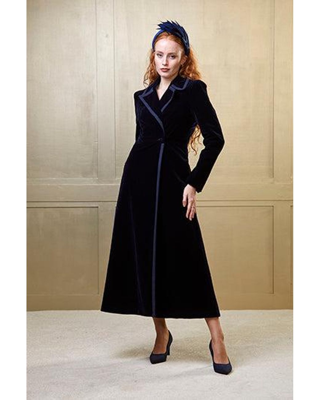 Guinea London Black Velvet Dress Coat