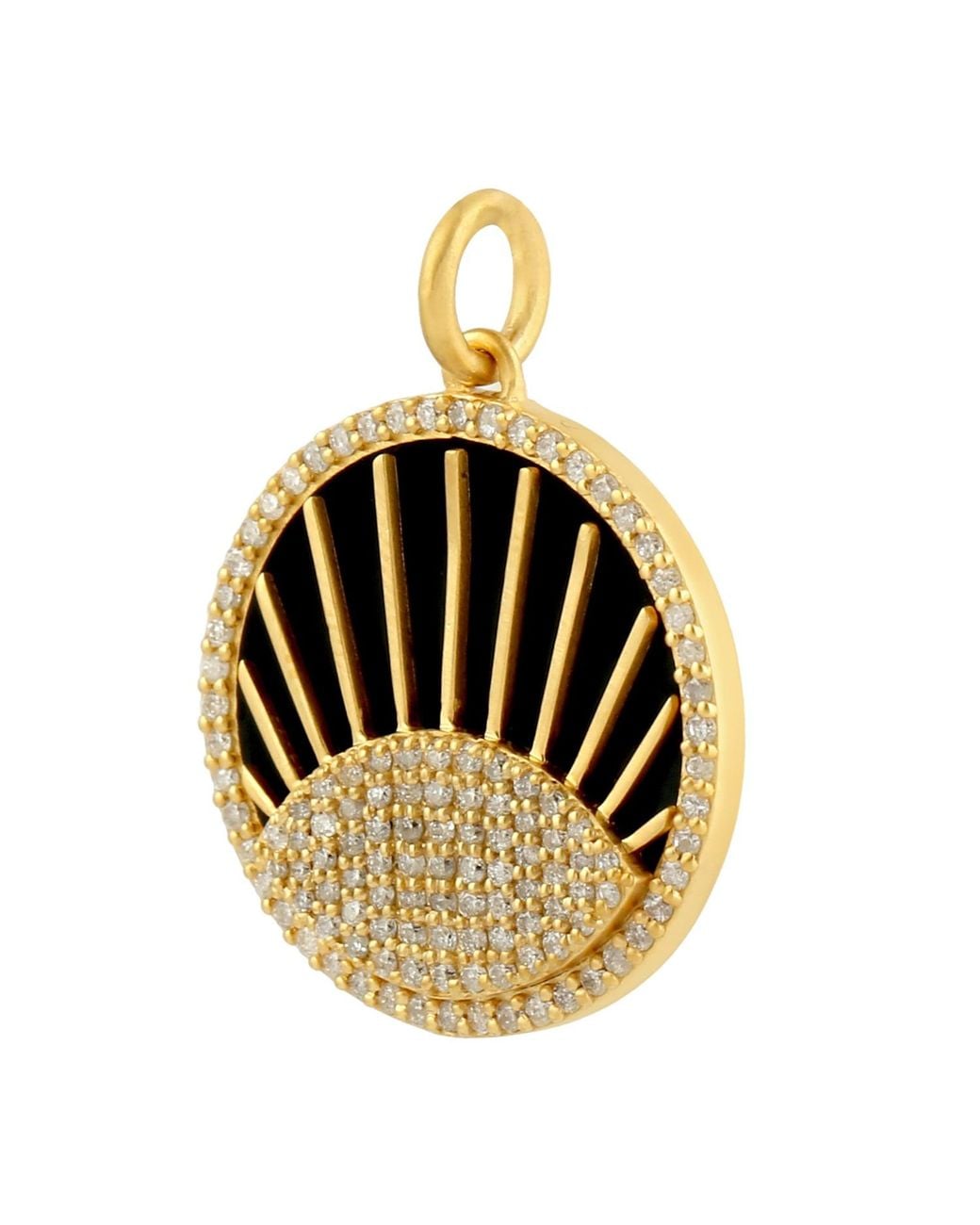 Artisan Metallic Enamel & Diamond Sunburst Pendant