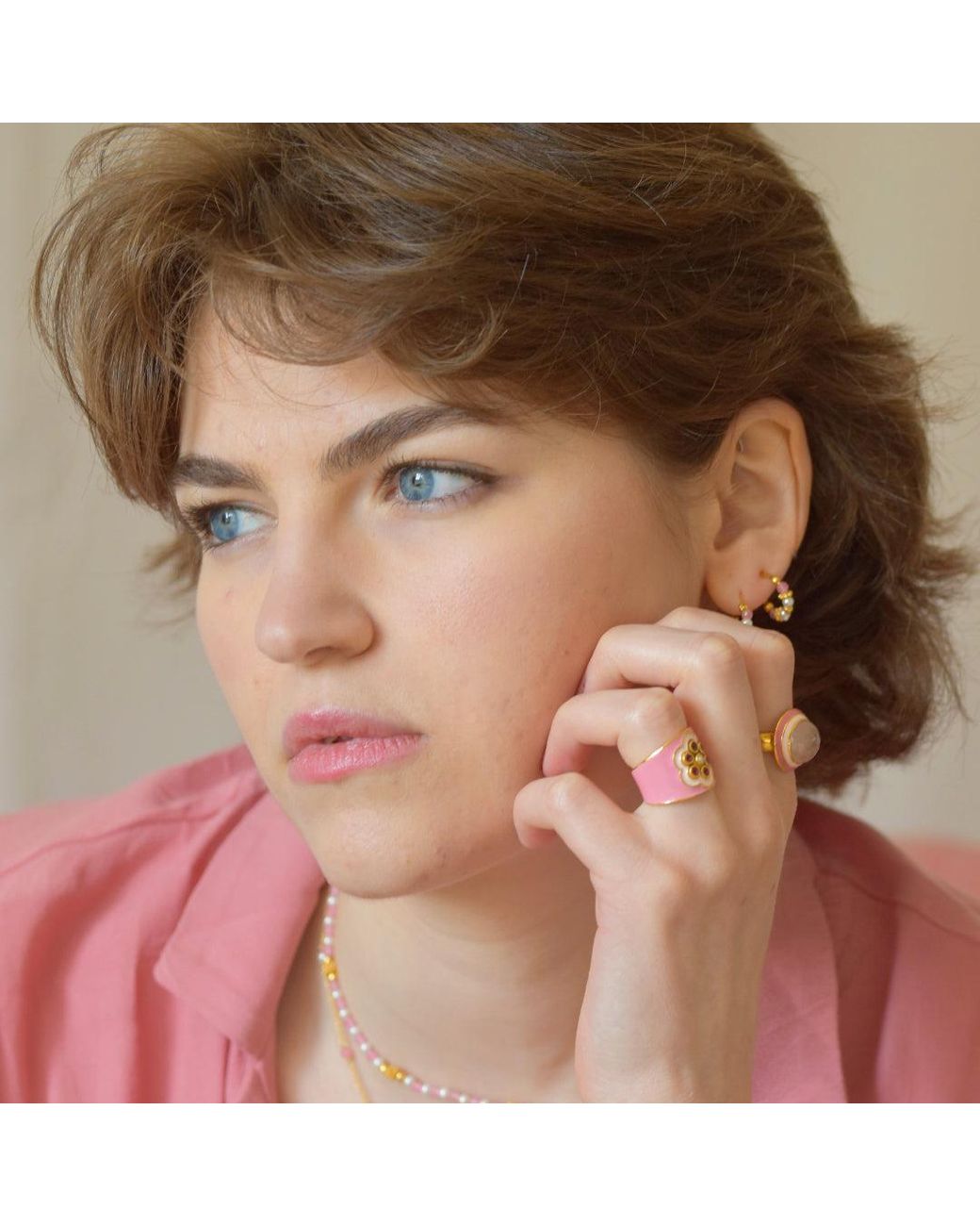 GEM BAZAAR Pink Posy Ring